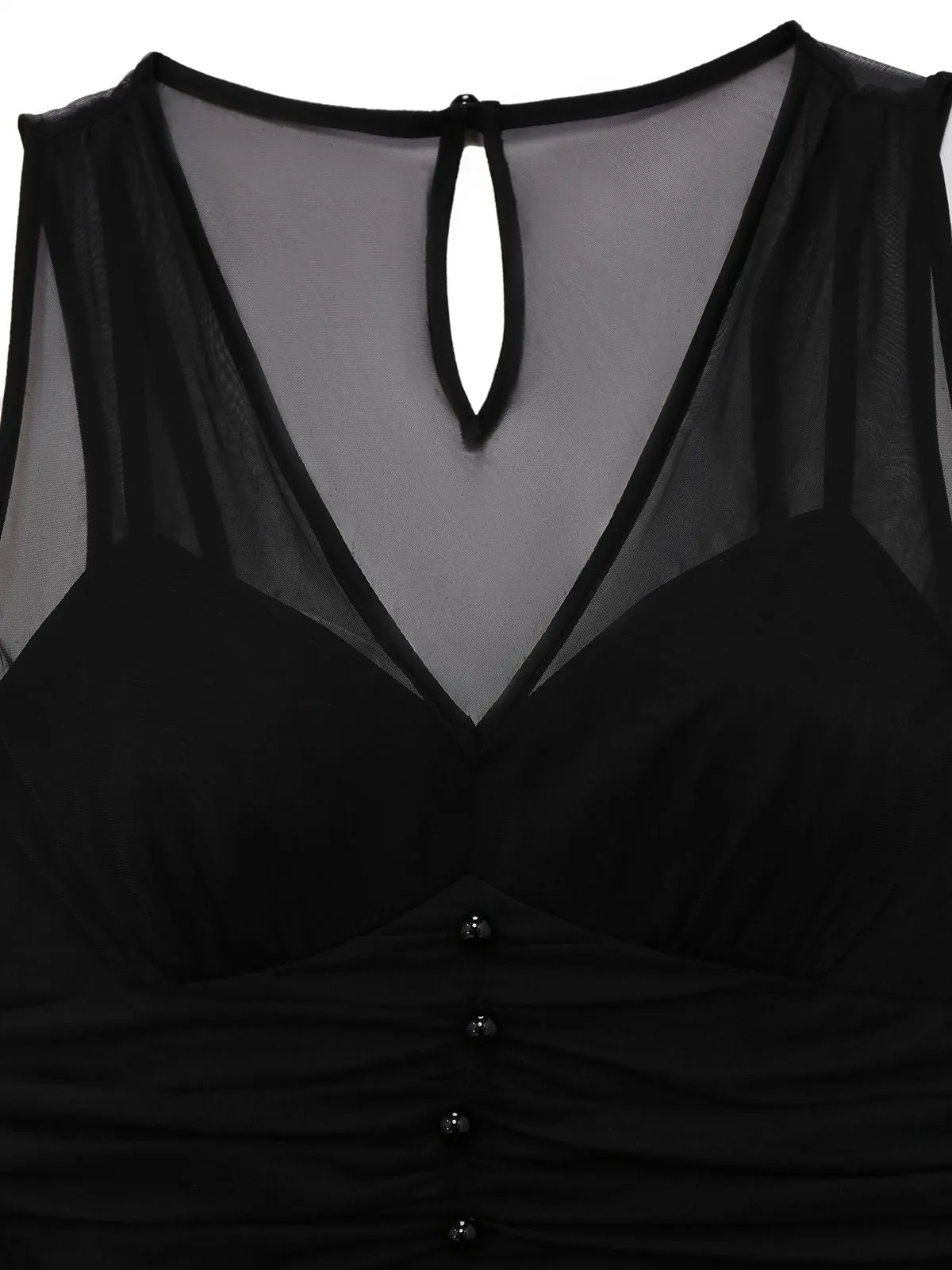 Black 1930s Mesh Pleated Patchwork Jumpsuit sold by Retro Stage product image thumbnail 5