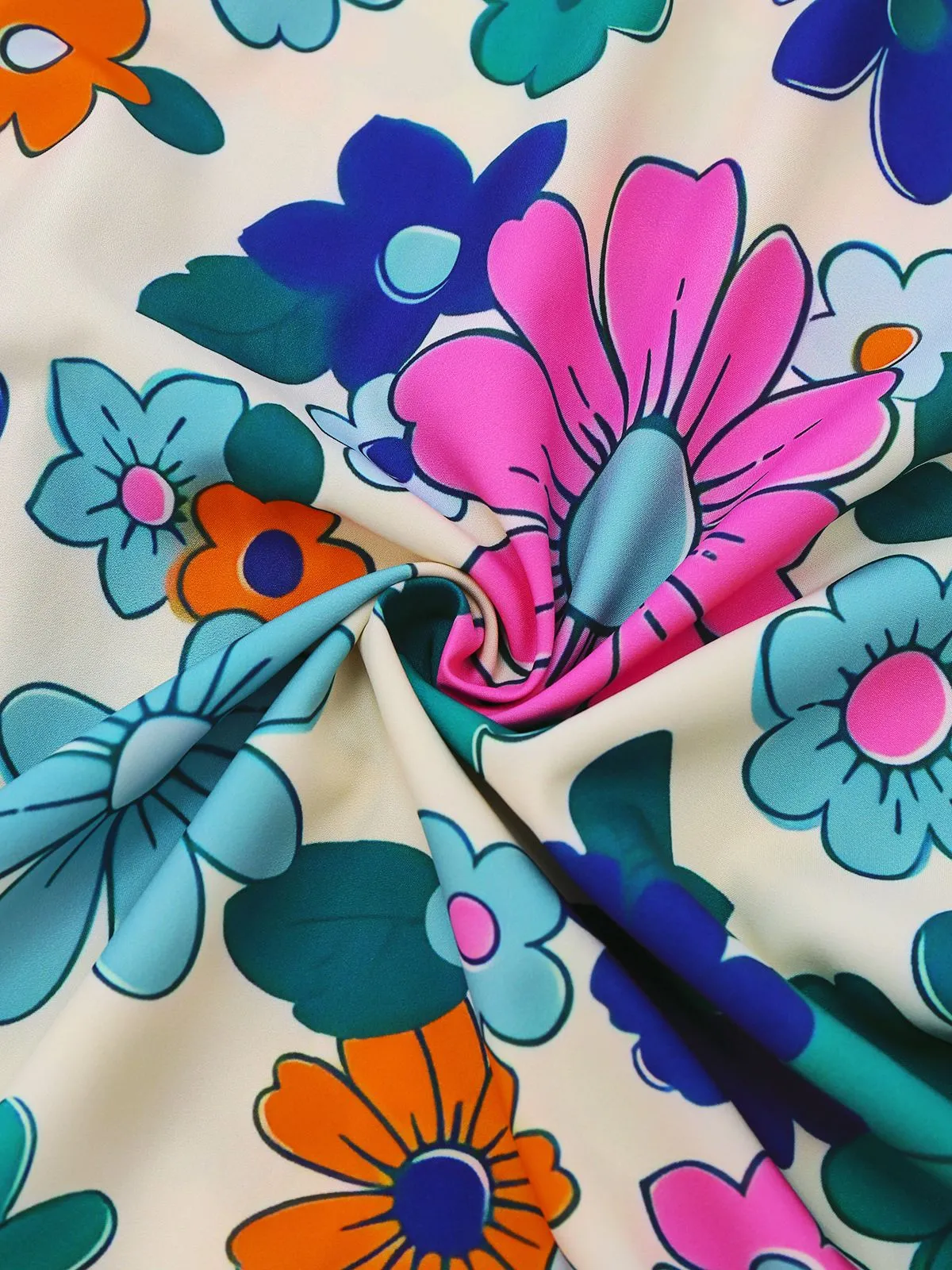 1940s Floral Ruffle Trim Spaghetti Strap Dress sold by Retro Stage product image thumbnail 5