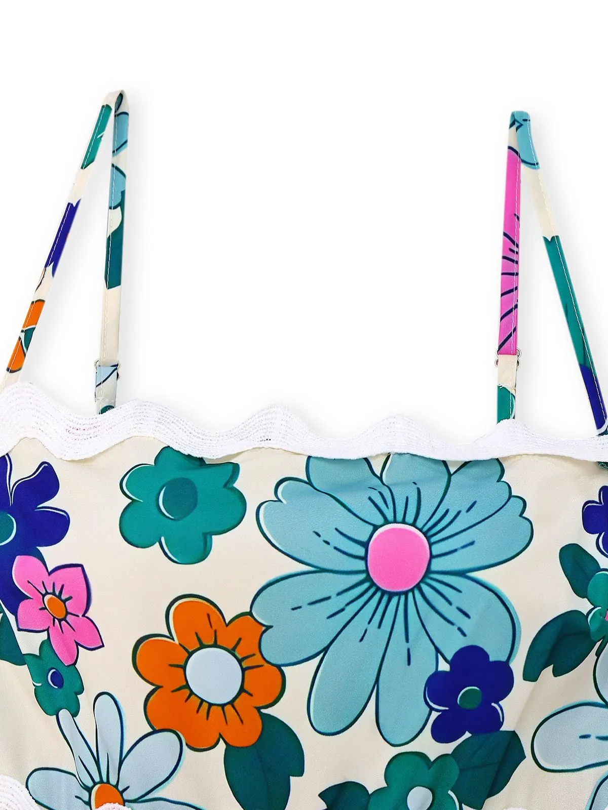 1940s Floral Ruffle Trim Spaghetti Strap Dress sold by Retro Stage product image thumbnail 4