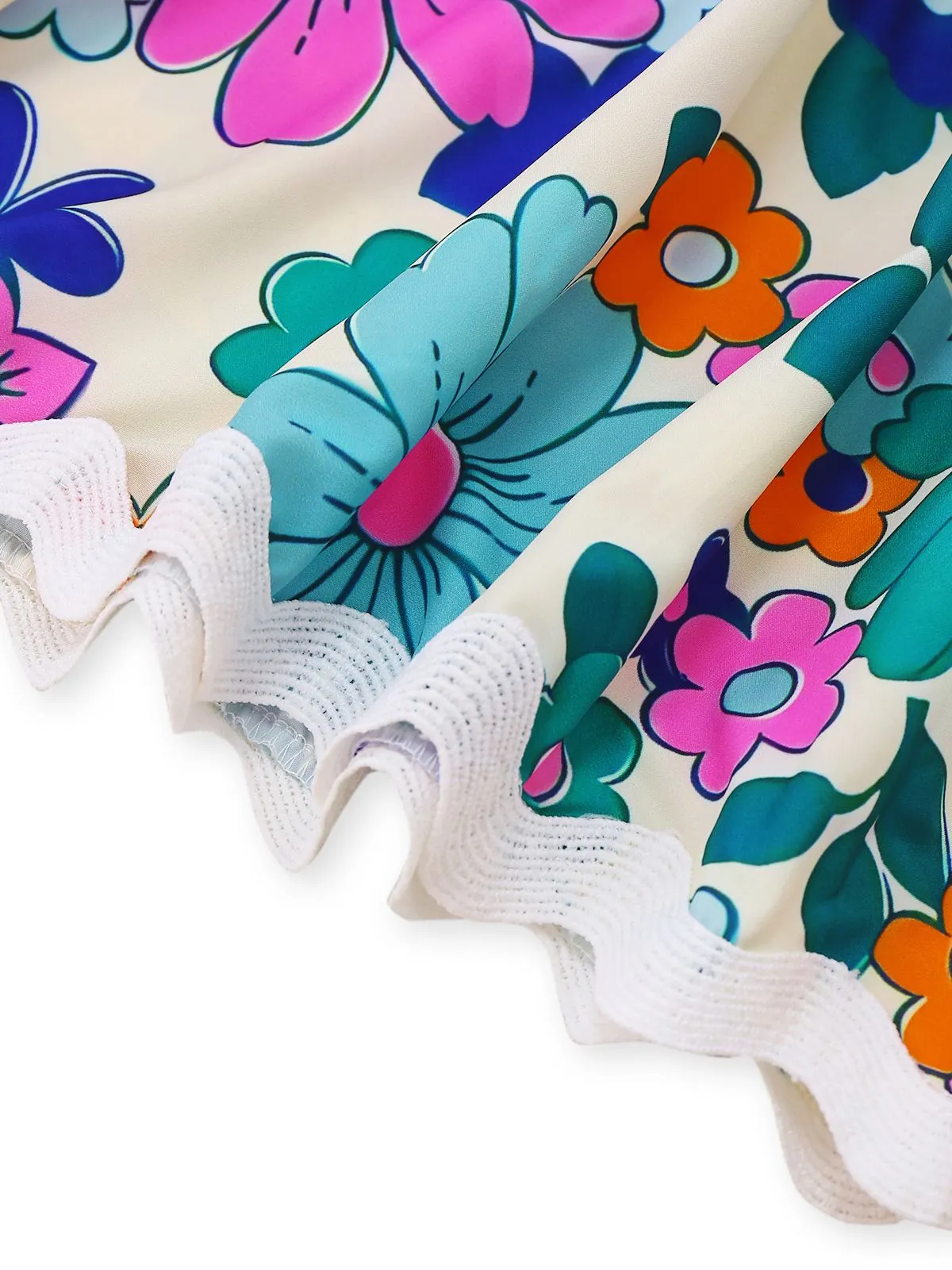 1940s Floral Ruffle Trim Spaghetti Strap Dress sold by Retro Stage product image thumbnail 3