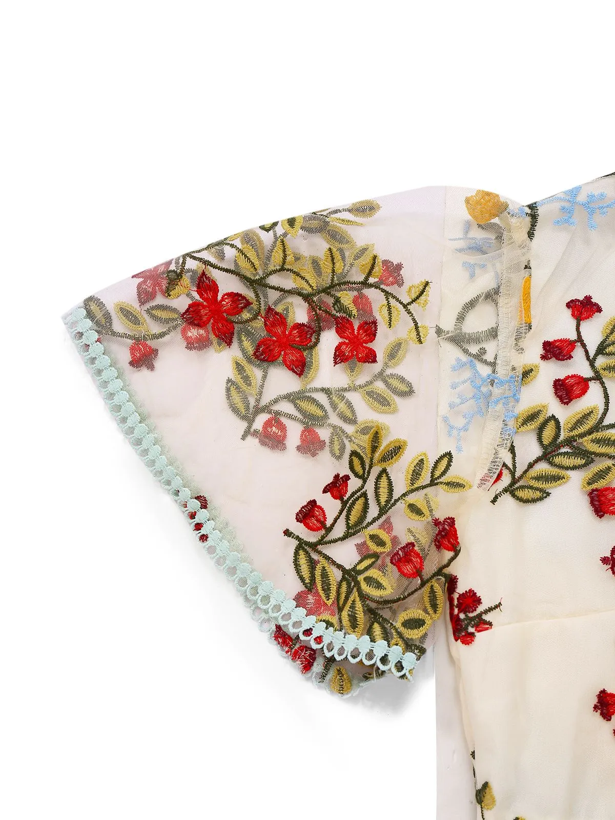 1940s Water Soluble Lace Mesh Embroidery Ruffle Dress sold by Retro Stage product image thumbnail 4