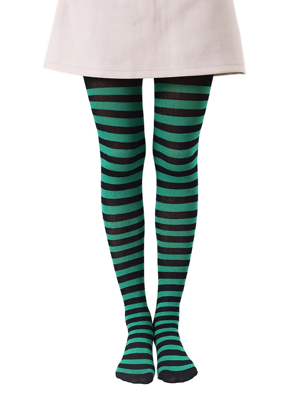 Color-Contrasted Stripe Tights Pantyhose sold by Retro Stage