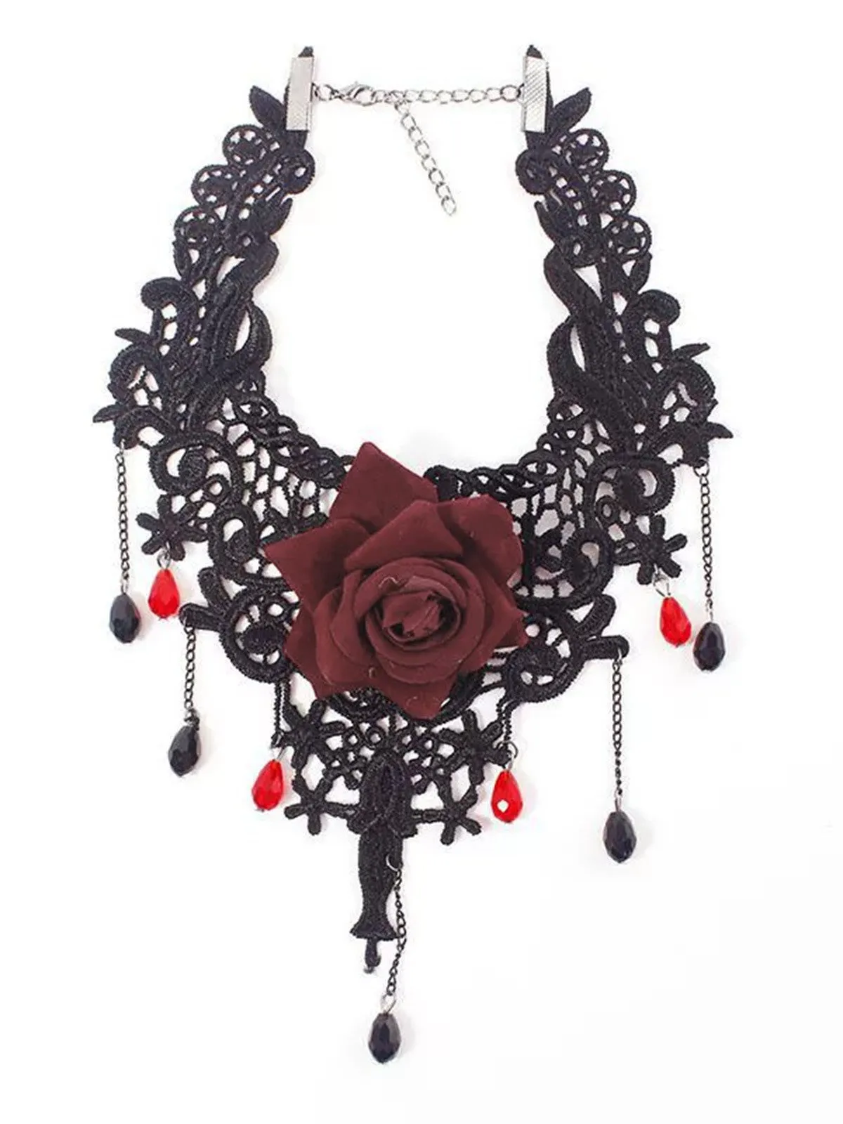 Gothic 3D Rose Gemstone Pendant Choker Necklace sold by Retro Stage product image thumbnail 3