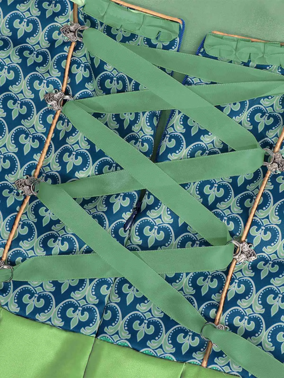 2PCS Green 1950s Floral Patchwork Dress & Embroidered Apron sold by Retro Stage product image thumbnail 4