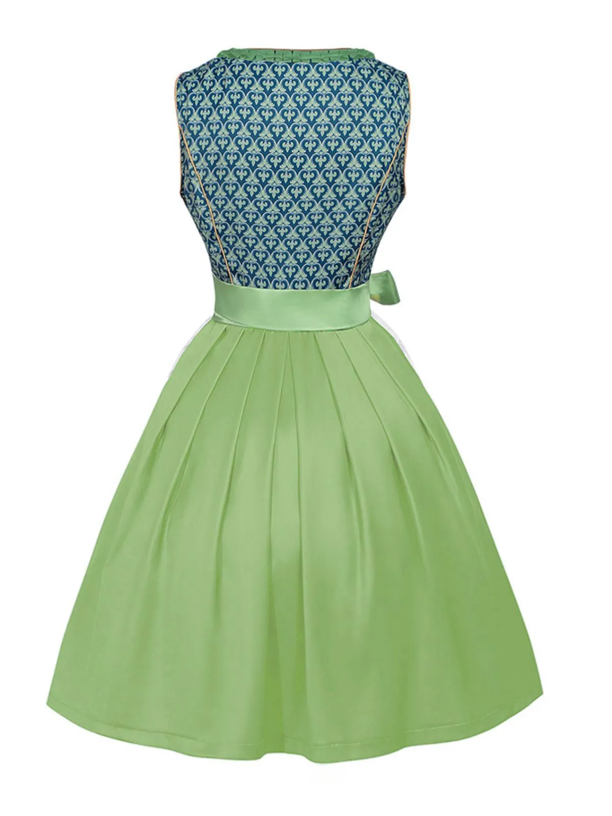 2PCS Green 1950s Floral Patchwork Dress & Embroidered Apron sold by Retro Stage product image thumbnail 3