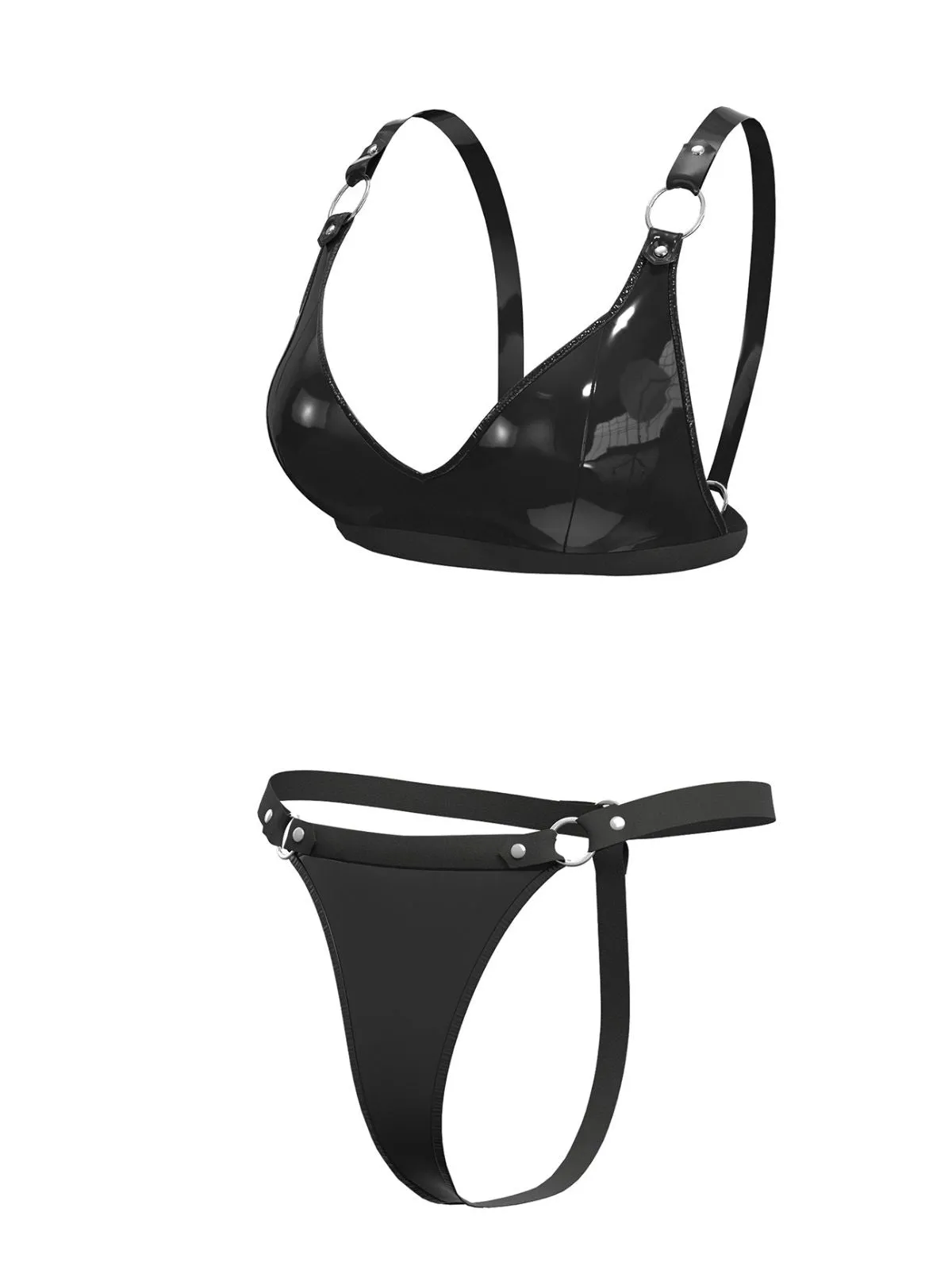 1970s Patent Leather Punk Style Bra & Thong sold by Retro Stage product image thumbnail 5