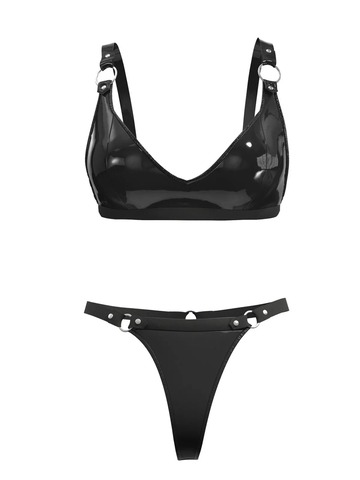 1970s Patent Leather Punk Style Bra & Thong sold by Retro Stage product image thumbnail 2