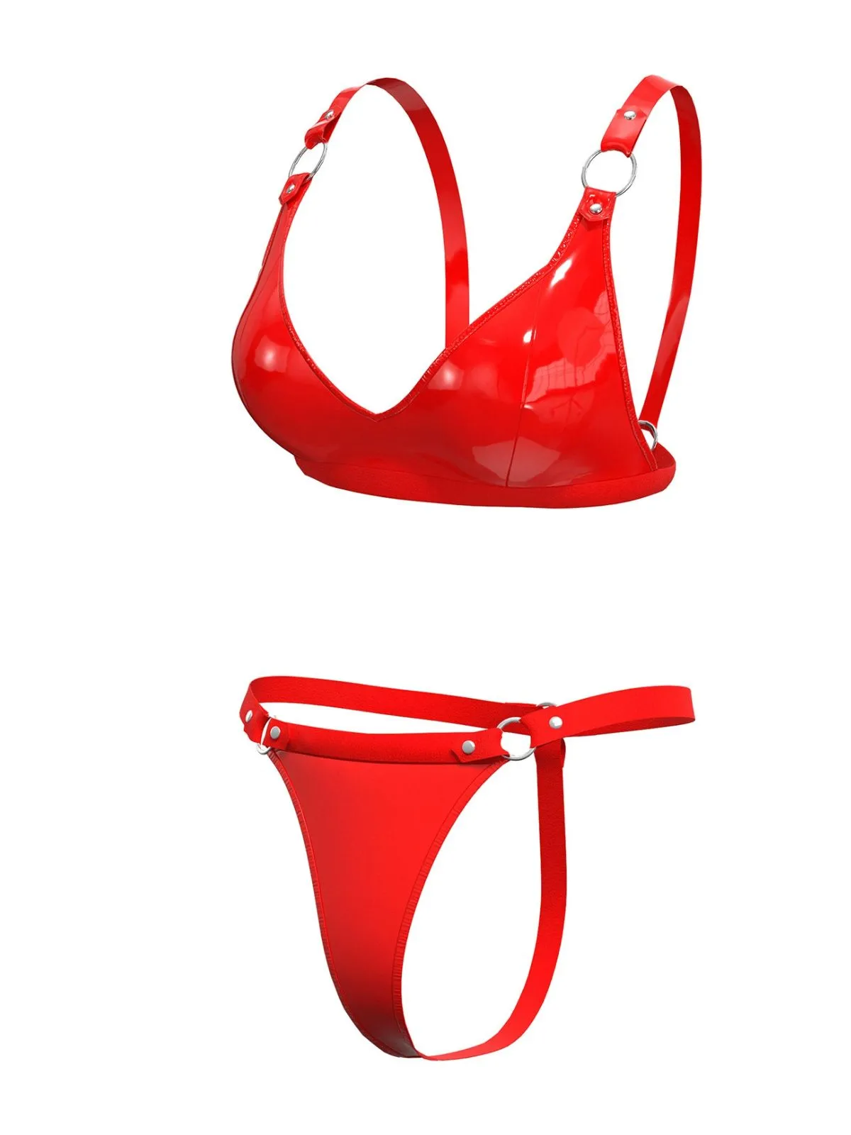 1970s Patent Leather Punk Style Bra & Thong sold by Retro Stage product image thumbnail 4