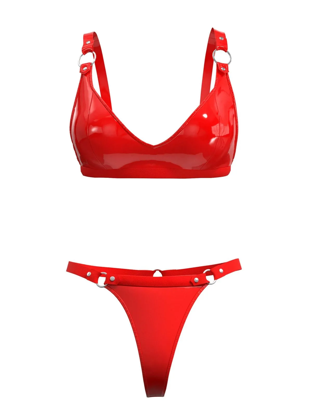 1970s Patent Leather Punk Style Bra & Thong sold by Retro Stage