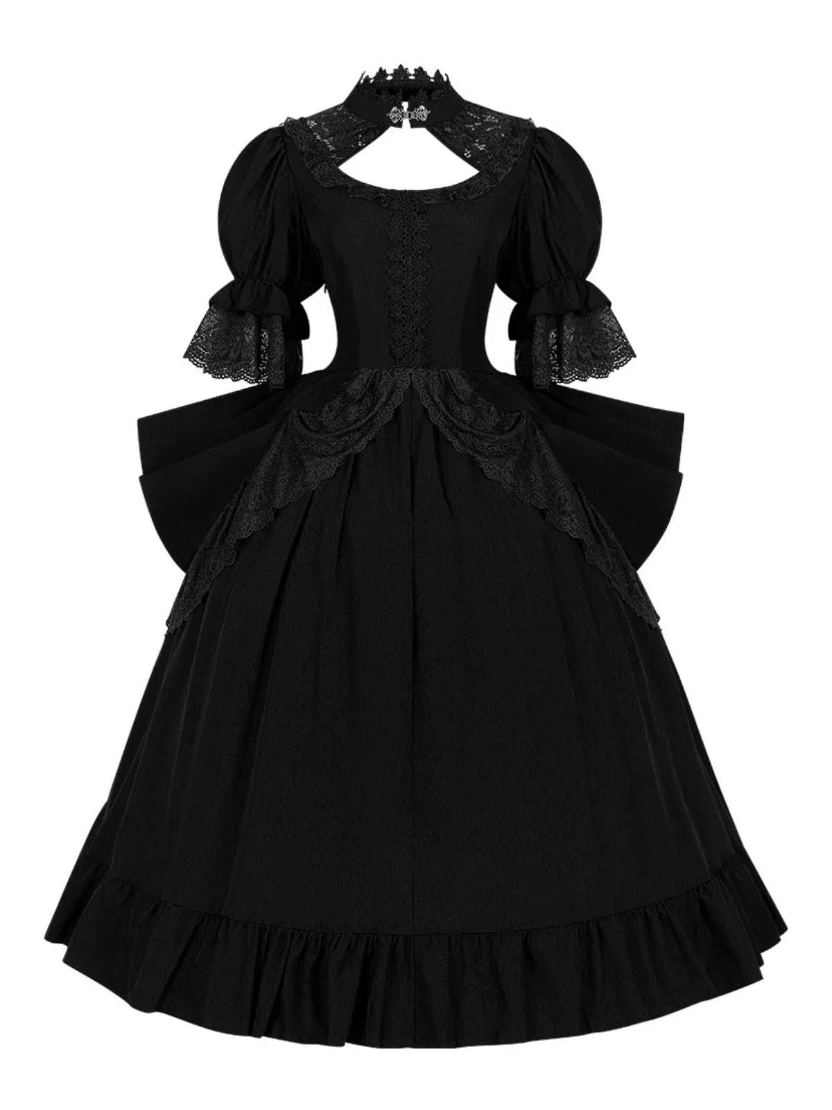1950s Palace Style Cutout Neck Lace Patchwork Dress sold by Retro Stage product image thumbnail 2
