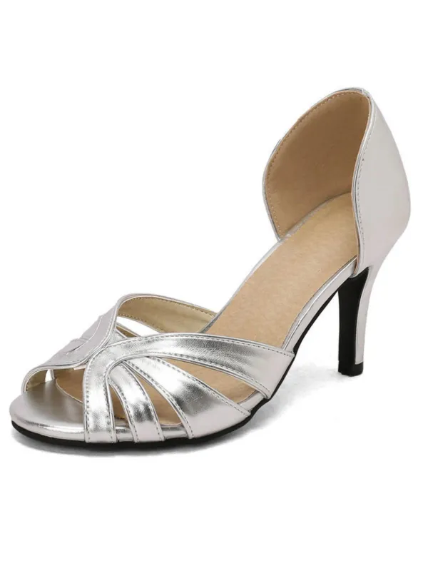 Vintage Solid Peep Toe Hollow Slip-On High Heels sold by Retro Stage