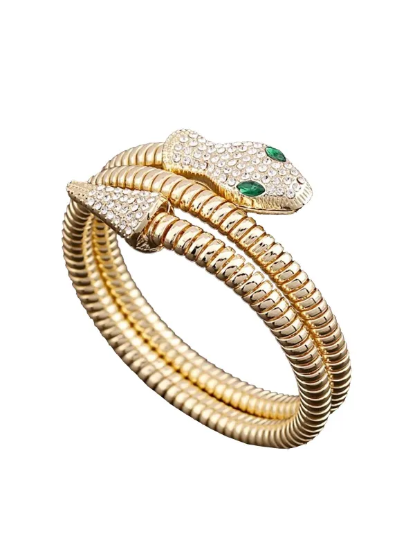 Vintage Rhinestone Snake Alloy Bangle Bracelet made by Retro Stage