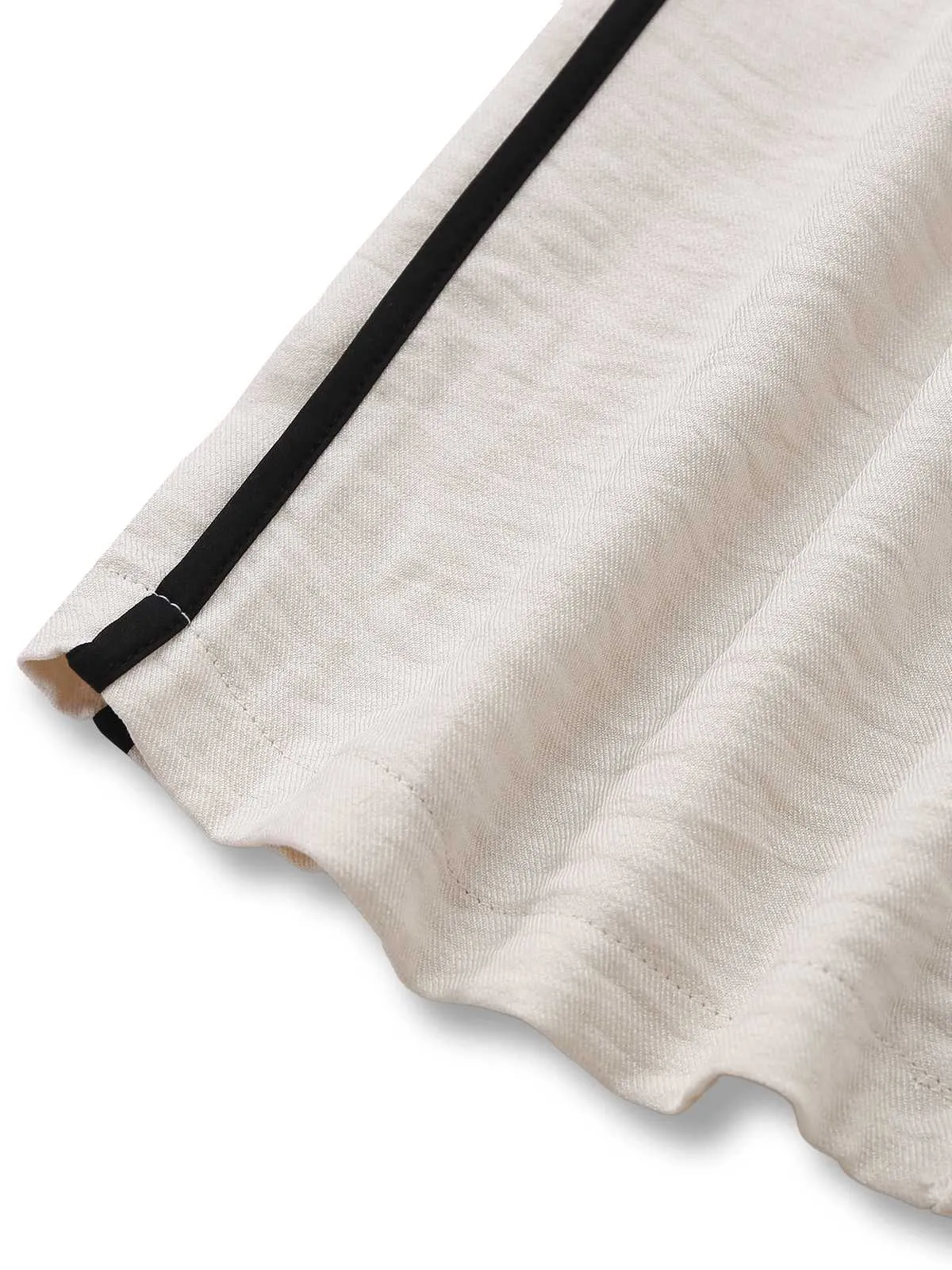 White 1970s One-Shoulder Ruffled Belted Jumpsuit sold by Retro Stage product image thumbnail 5