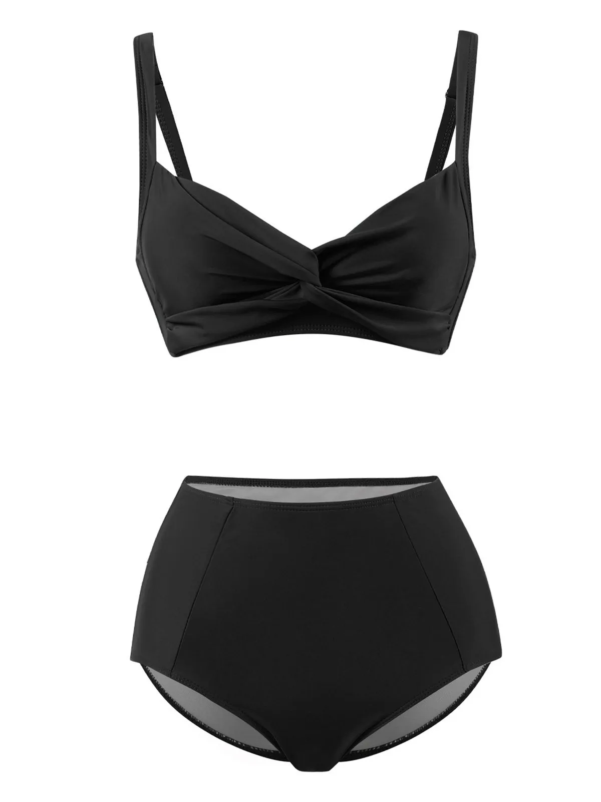 1950s Solid Spaghetti Straps Twist Bikini Set sold by Retro Stage