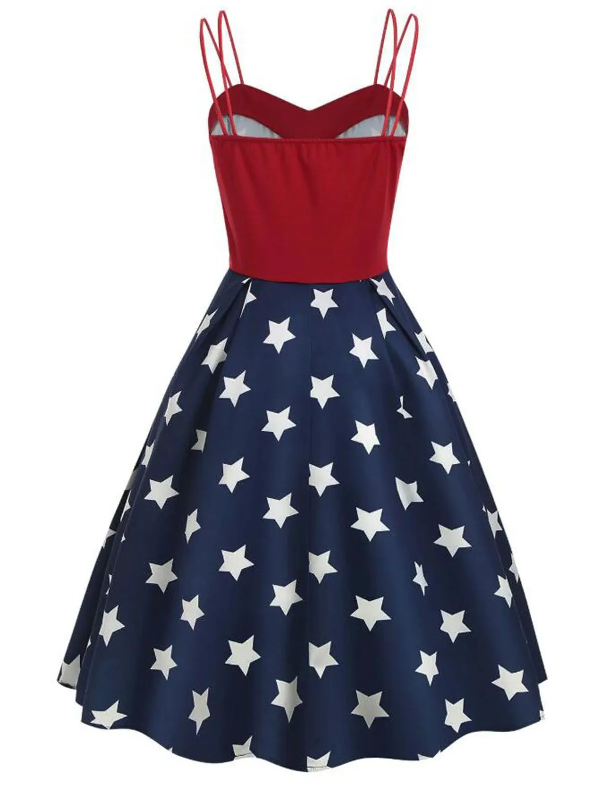 Navy Blue 1950s Stars Spaghetti Strap Dress sold by Retro Stage product image thumbnail 3