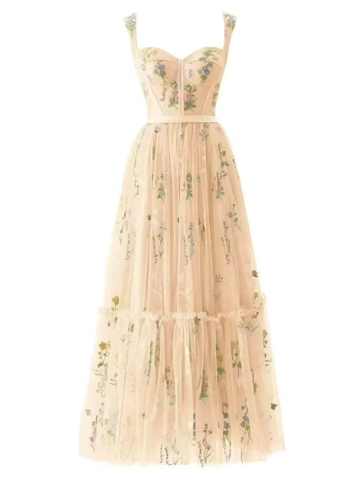 1930s Floral Mesh Boned Lace-Up Dress sold by Retro Stage product image thumbnail 3