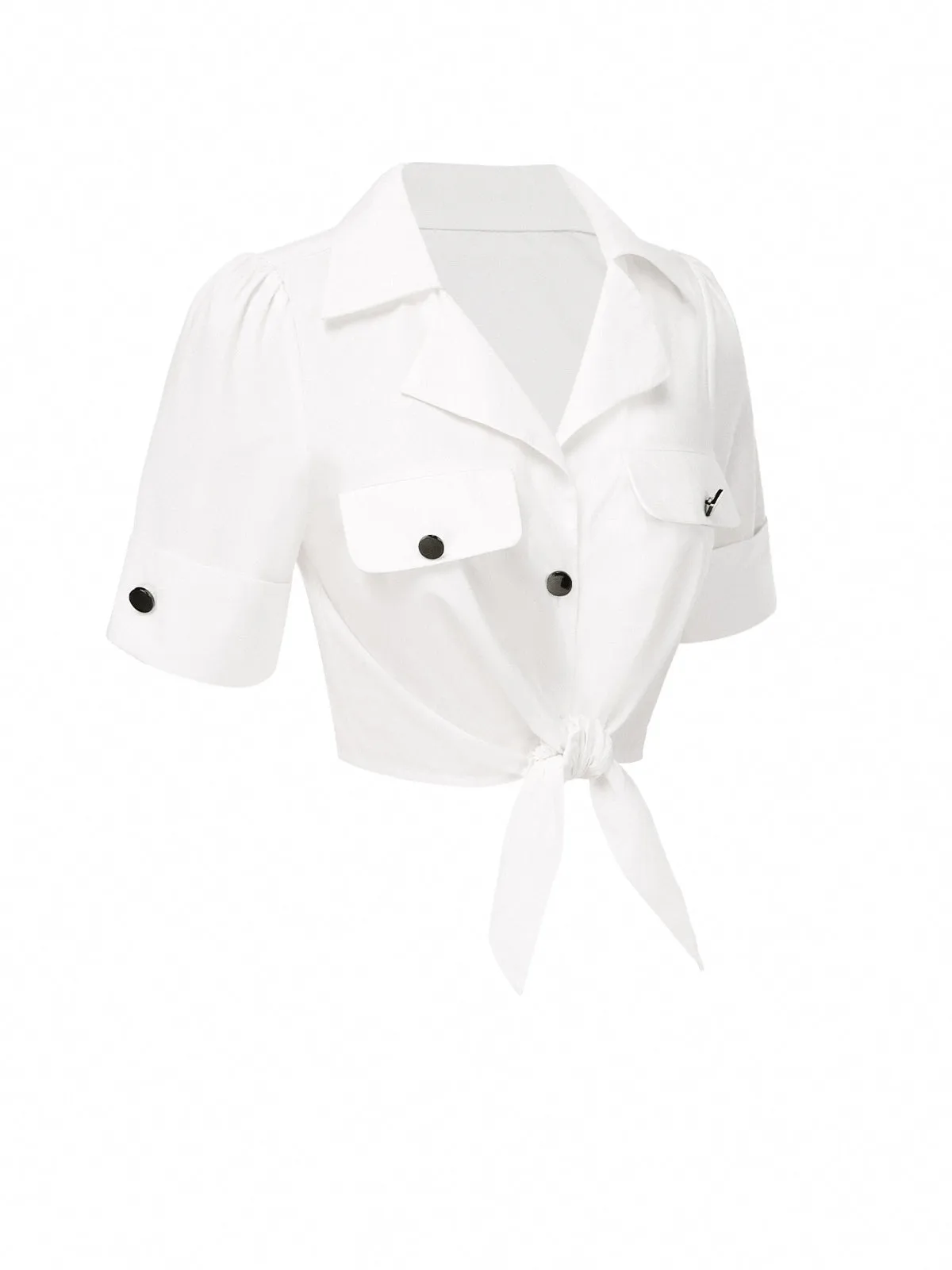 White 1960s Button Pure Cotton Blouse sold by Retro Stage product image thumbnail 4