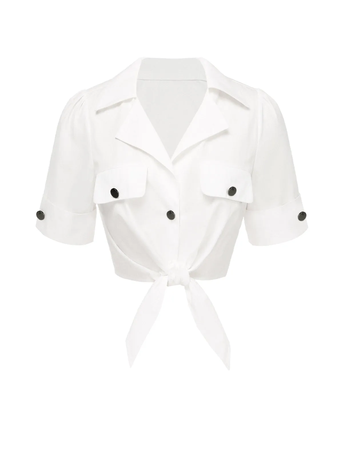 White 1960s Button Pure Cotton Blouse sold by Retro Stage product image thumbnail 3