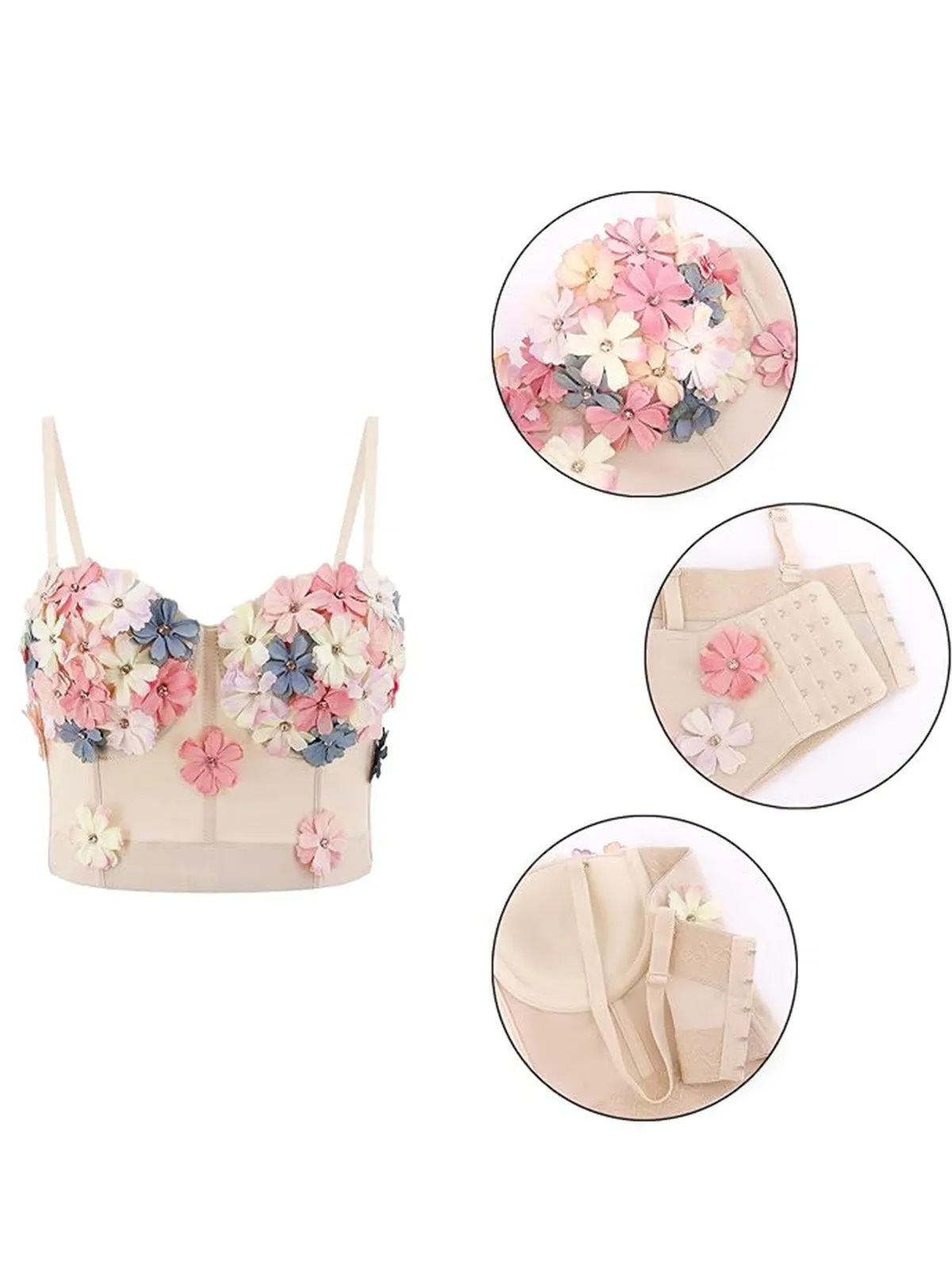 Beige 1950s 3D Floral Boned Corset sold by Retro Stage product image thumbnail 3