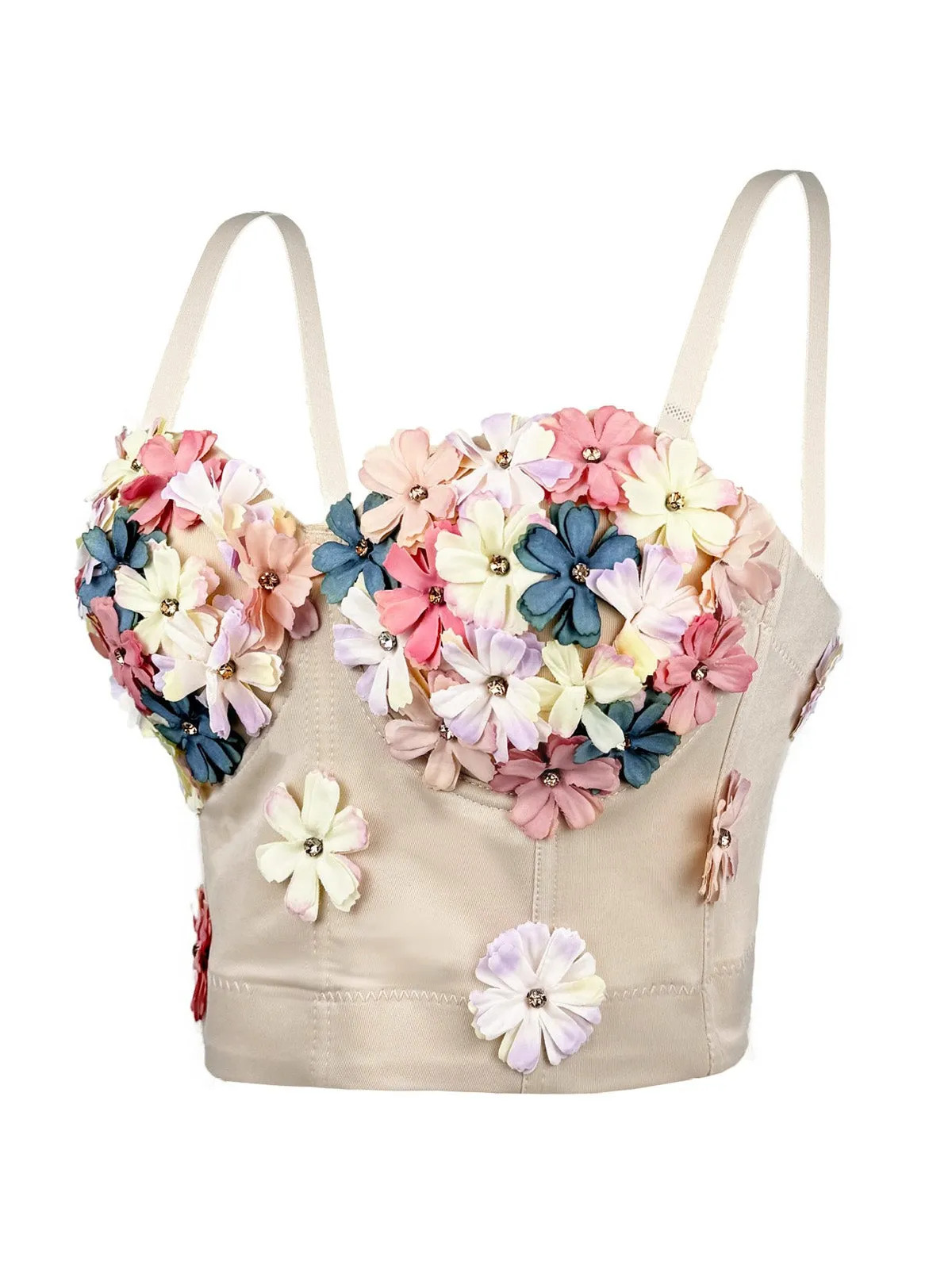 Beige 1950s 3D Floral Boned Corset sold by Retro Stage product image thumbnail 2