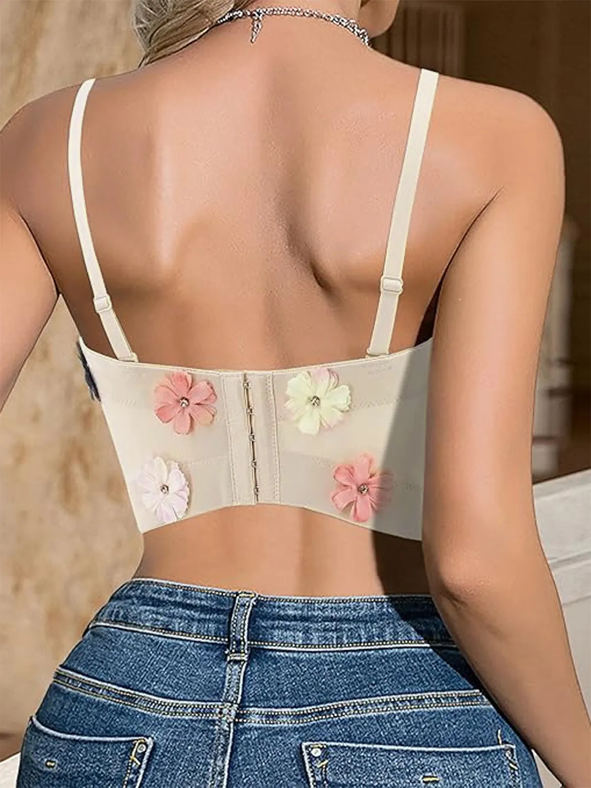 Beige 1950s 3D Floral Boned Corset sold by Retro Stage product image thumbnail 5