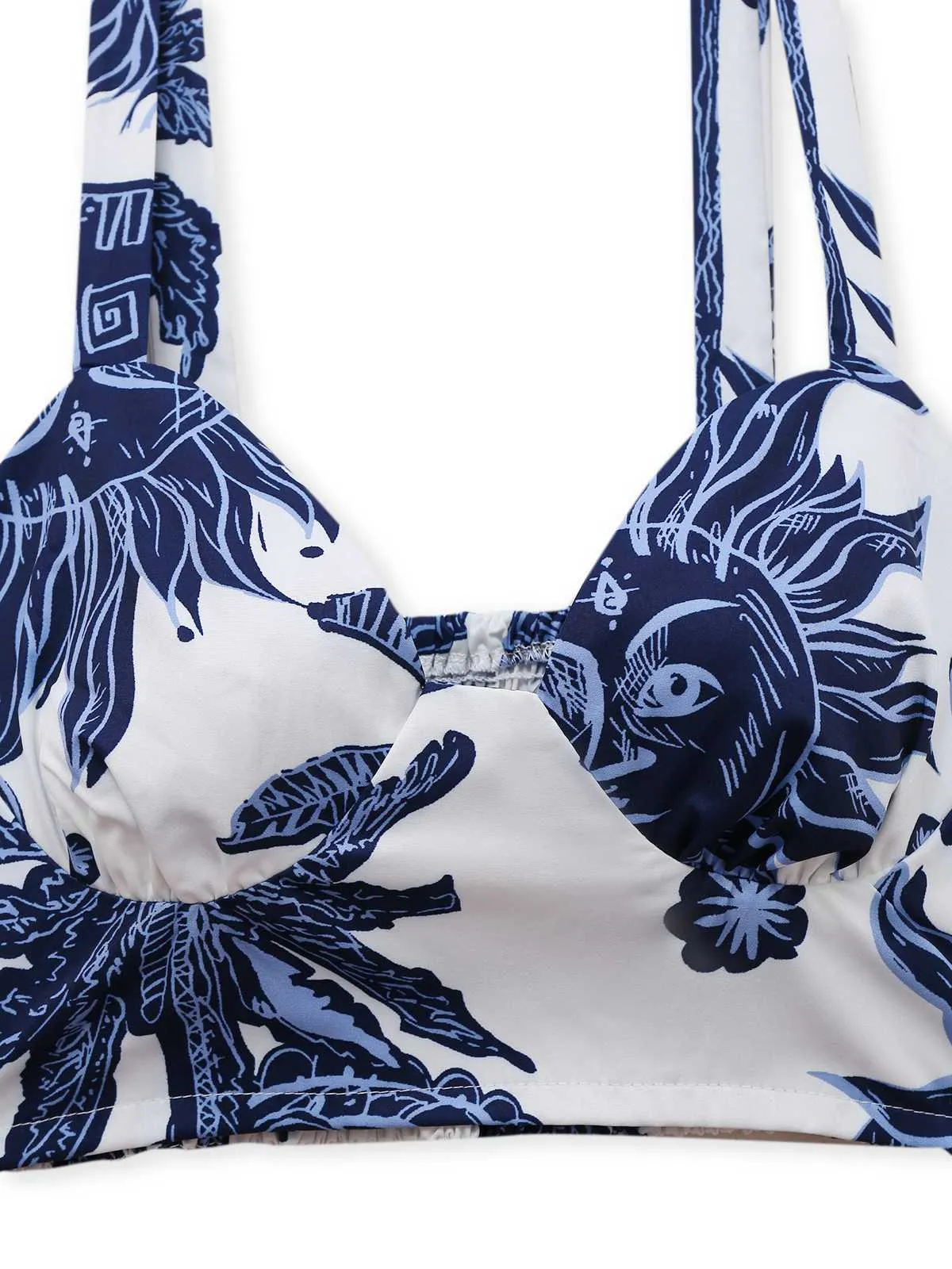 2PCS Blue 1970s Boho Cropped Top & Pants sold by Retro Stage product image thumbnail 3