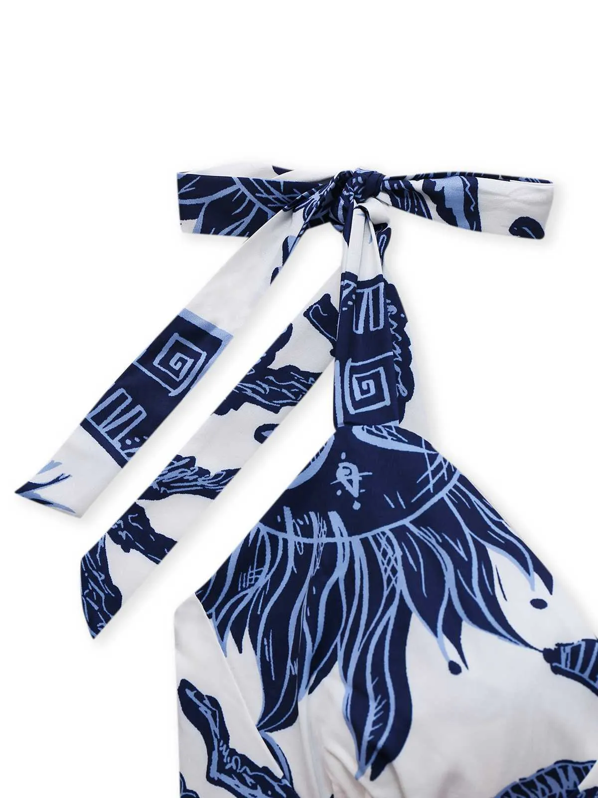 2PCS Blue 1970s Boho Cropped Top & Pants sold by Retro Stage product image thumbnail 4