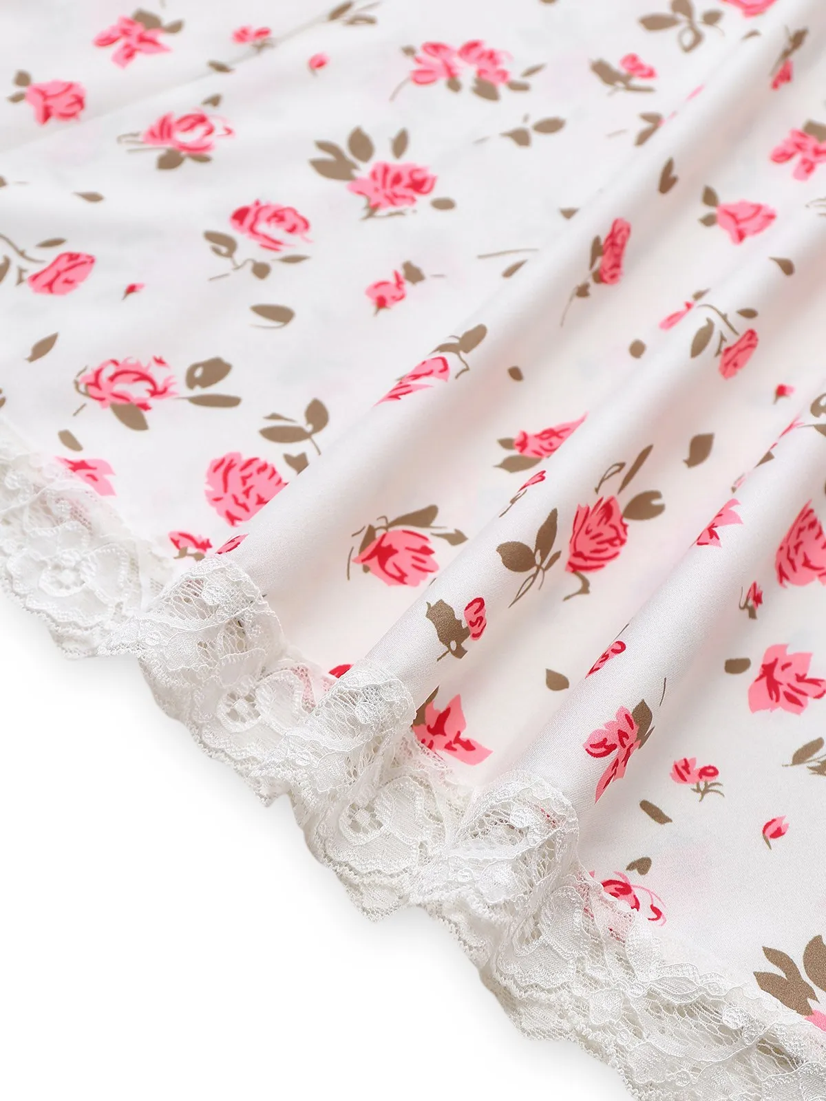 Pink 1940s Rose Strap Lace Patchwork Dress sold by Retro Stage product image thumbnail 4