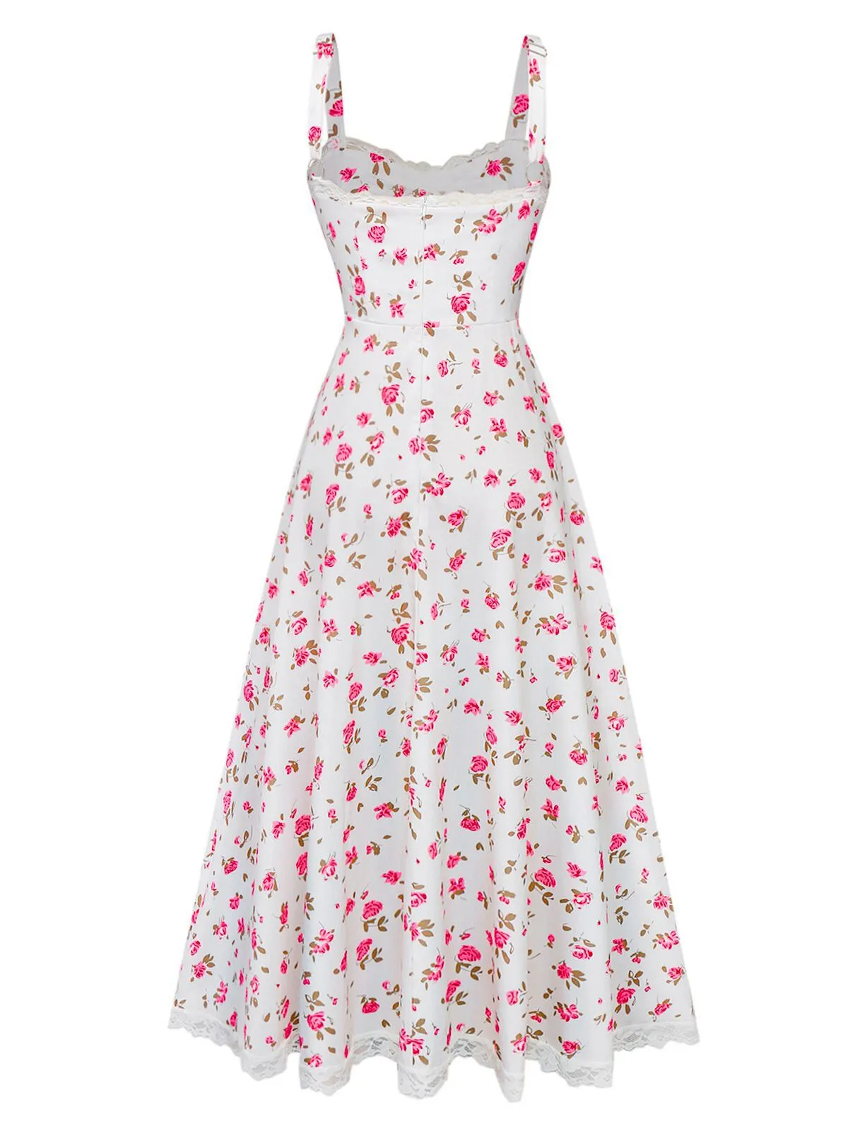 Pink 1940s Rose Strap Lace Patchwork Dress sold by Retro Stage product image thumbnail 2