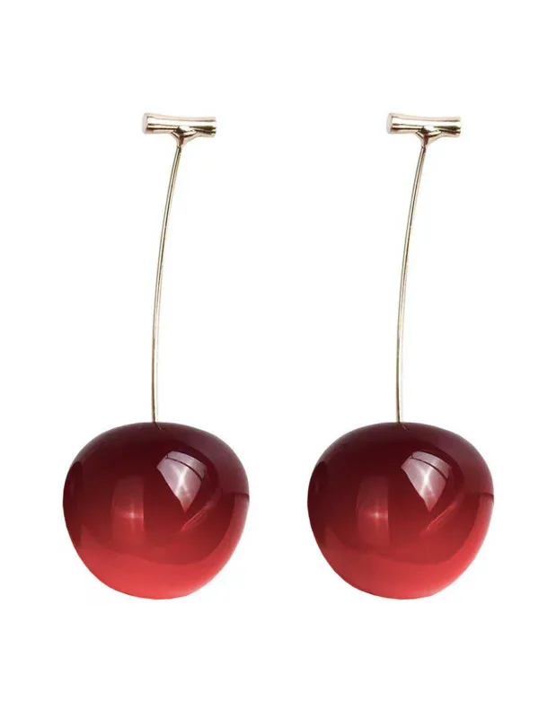 Red Cherry Drop Earrings sold by Retro Stage