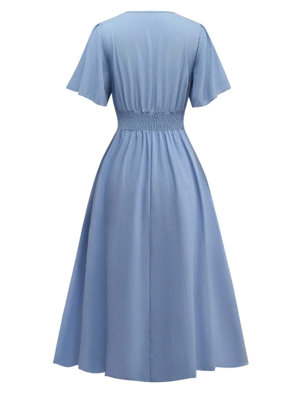 1940s V-Neck Ruffled Sleeve Slit Dress sold by Retro Stage product image thumbnail 2
