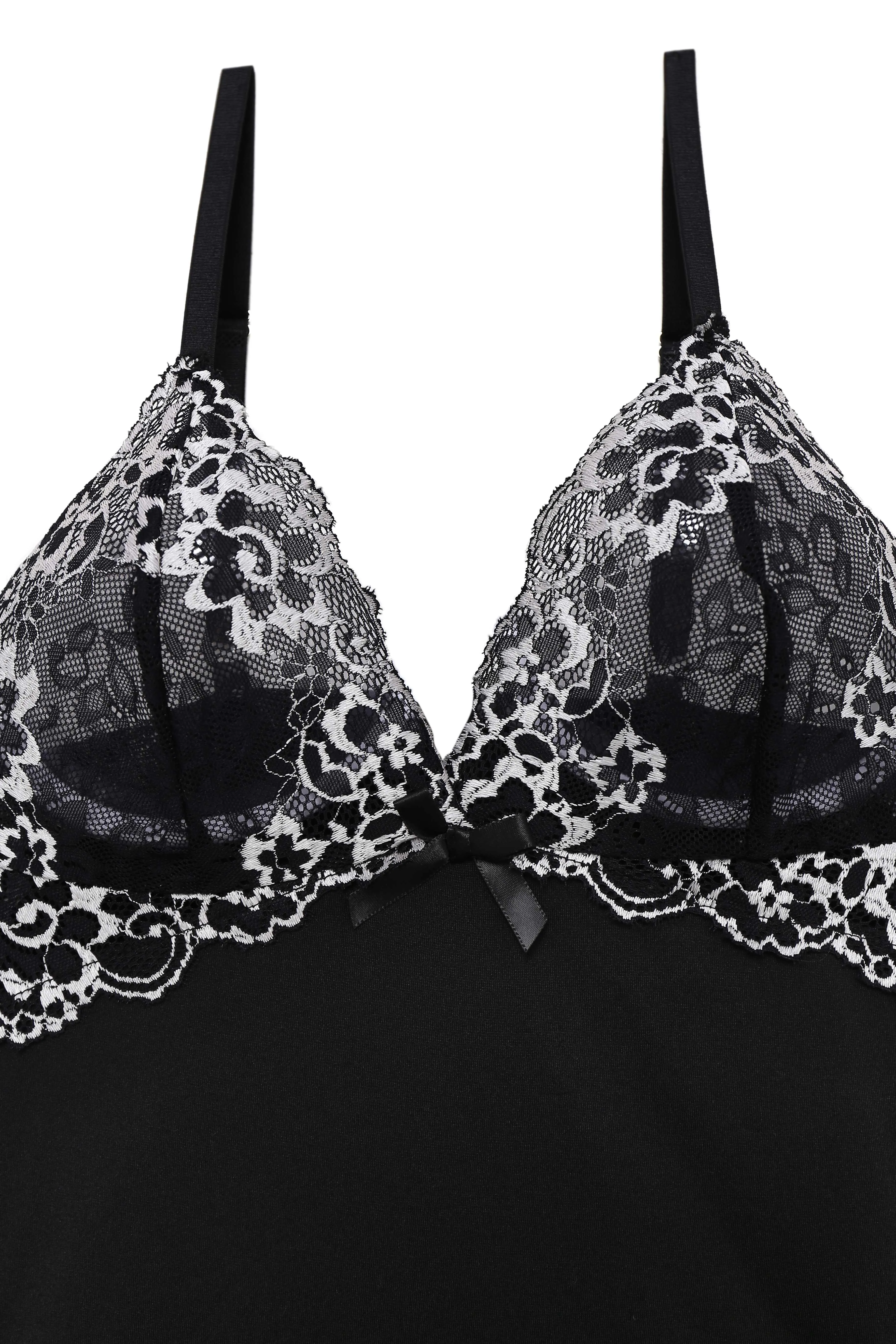 Black 1950s Velvet Lace Slip Nightgown sold by Retro Stage product image thumbnail 3