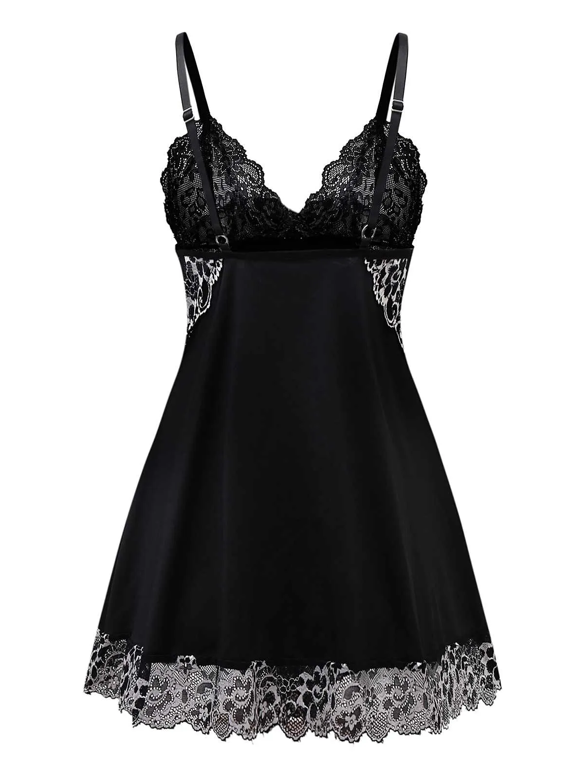 Black 1950s Velvet Lace Slip Nightgown sold by Retro Stage product image thumbnail 2