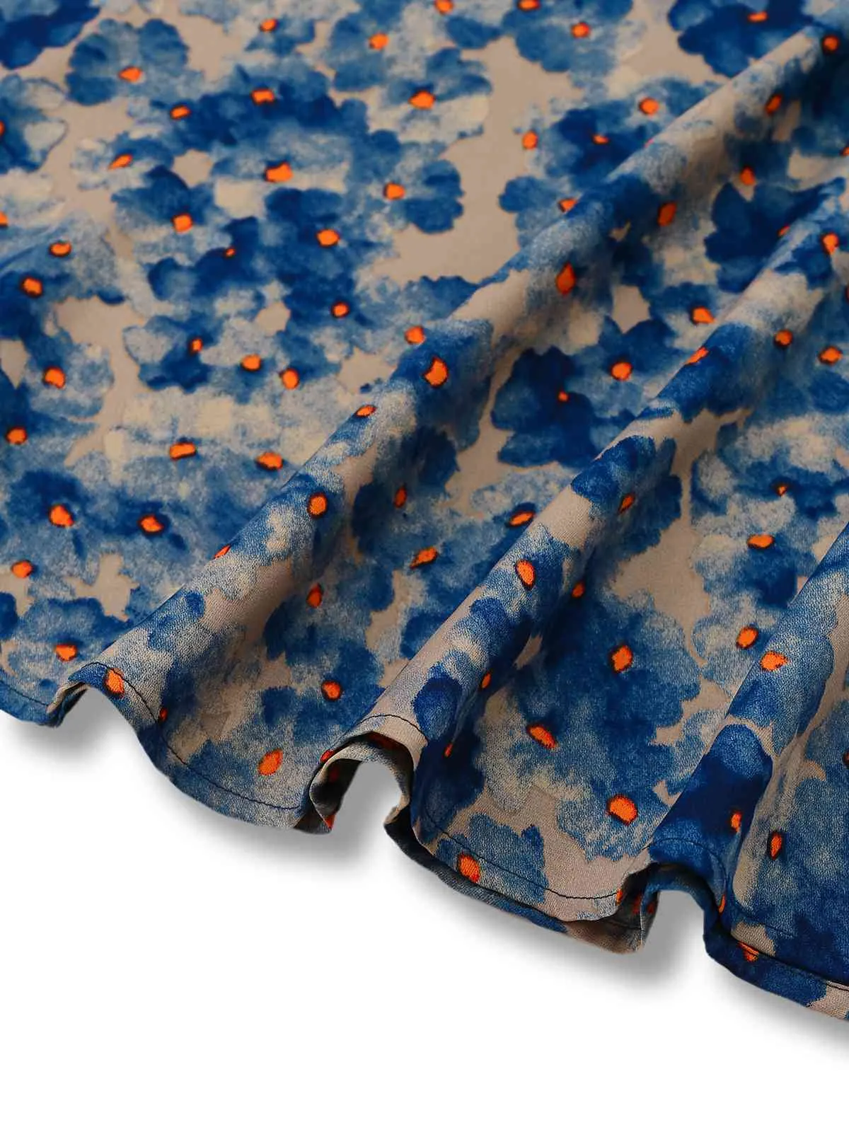 Blue 1950s Floral Print Spaghetti Strap Dress sold by Retro Stage product image thumbnail 5