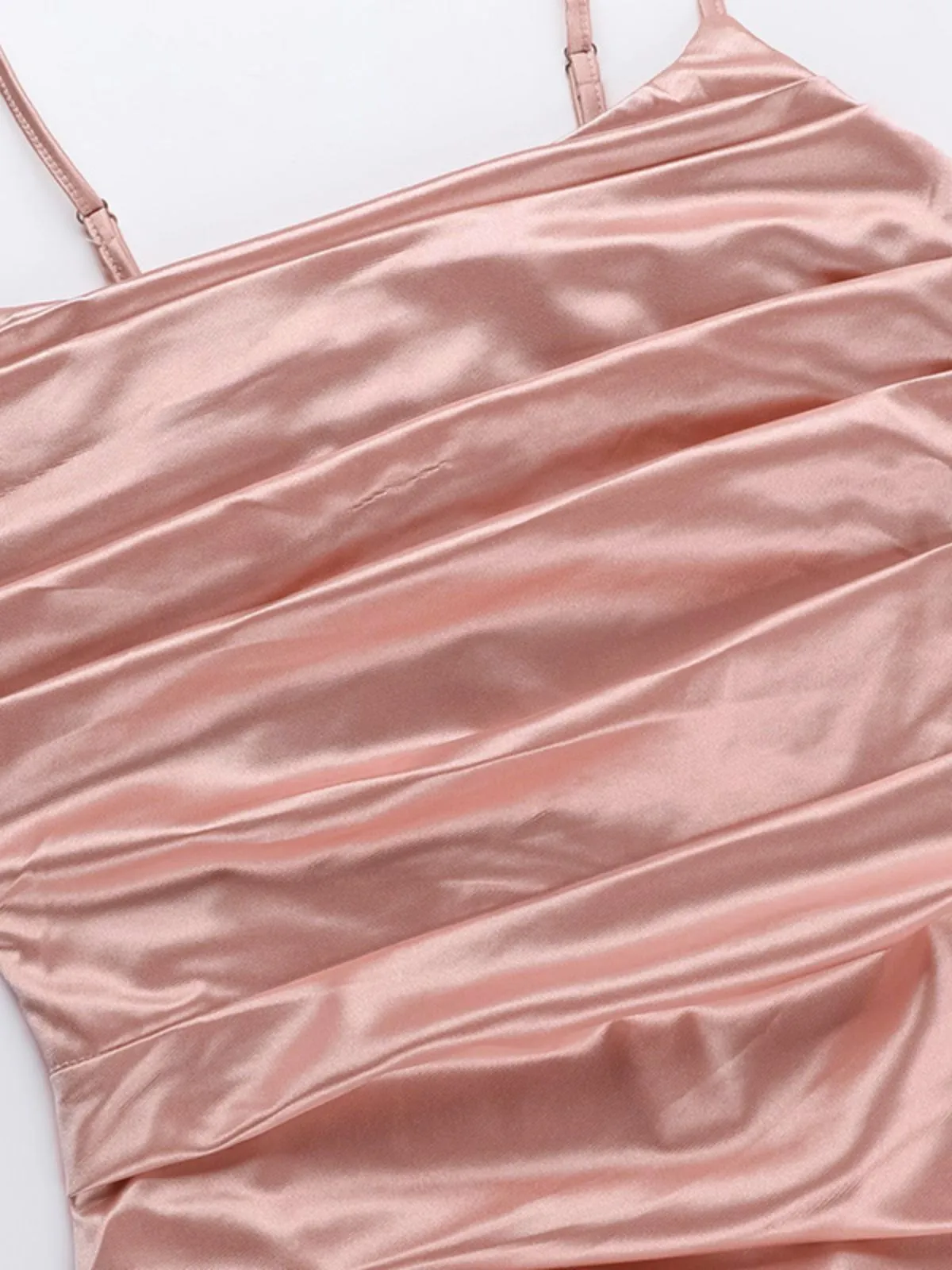 Pink 1930s Solid Satin Ruched Slit Dress sold by Retro Stage product image thumbnail 4