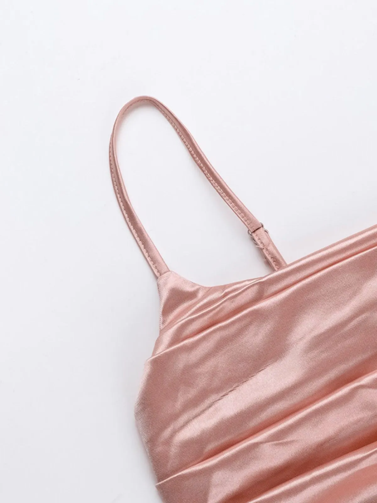 Pink 1930s Solid Satin Ruched Slit Dress sold by Retro Stage product image thumbnail 3