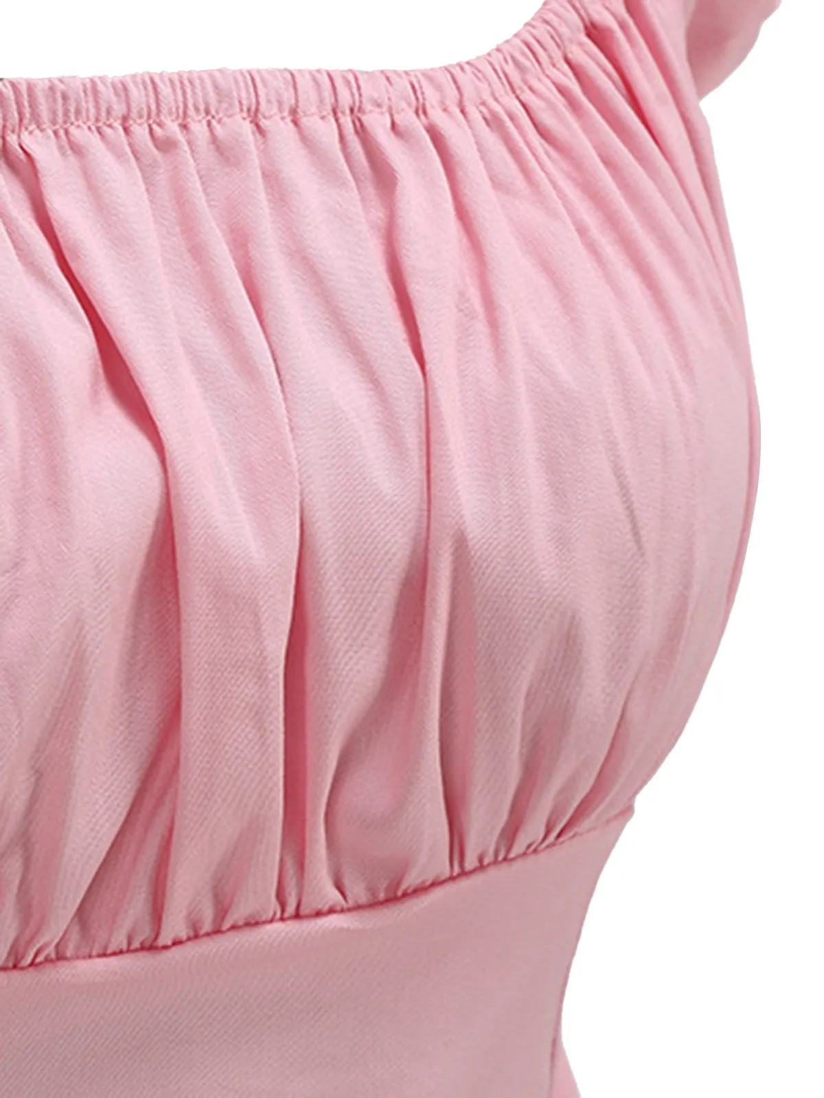 1950s Solid Square Neck Ruched Top sold by Retro Stage product image thumbnail 3