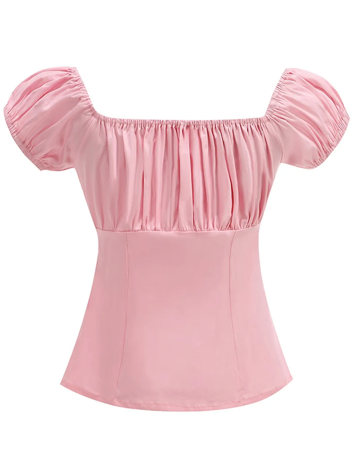 1950s Solid Square Neck Ruched Top sold by Retro Stage product image thumbnail 2