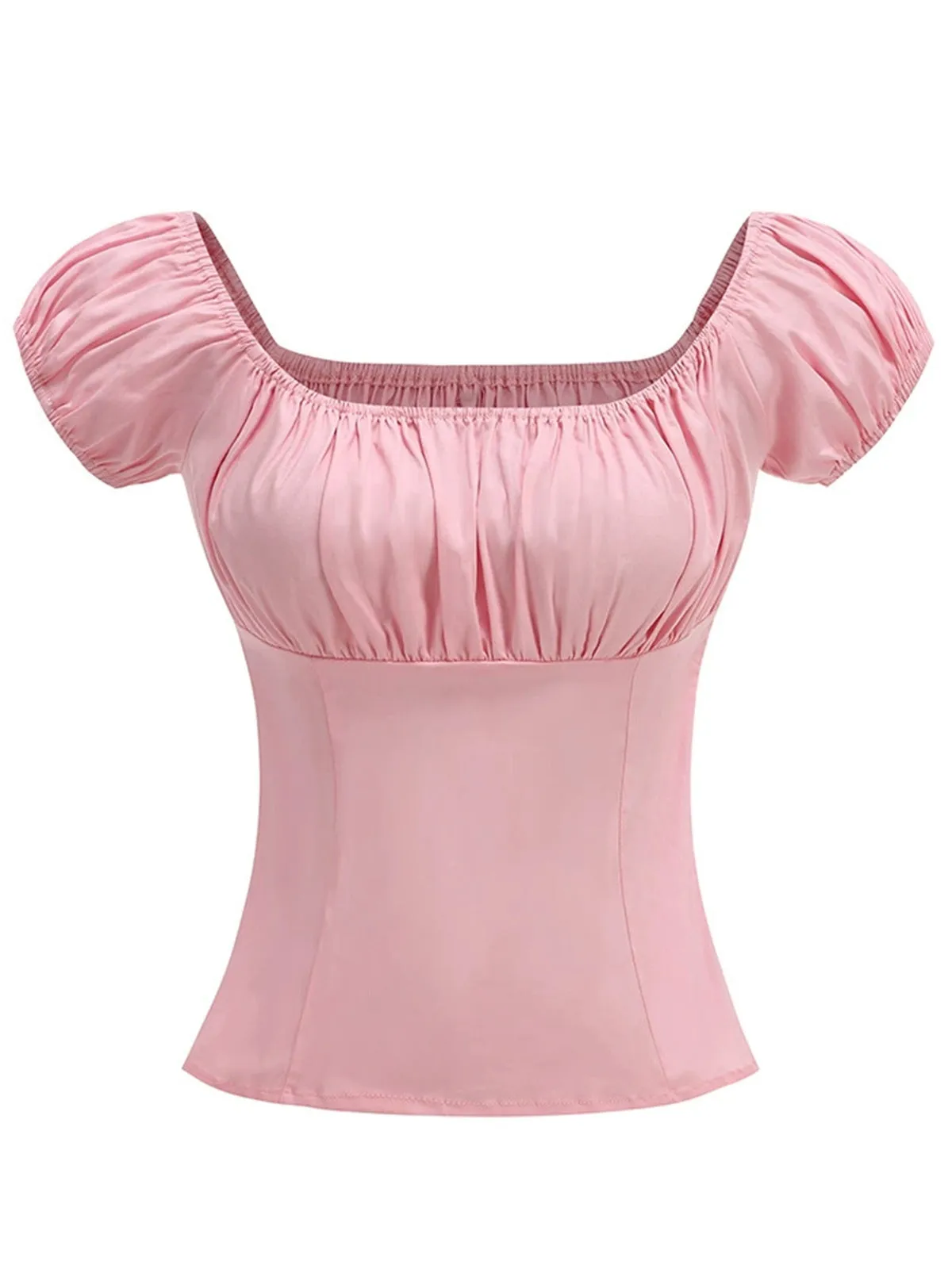 1950s Solid Square Neck Ruched Top sold by Retro Stage