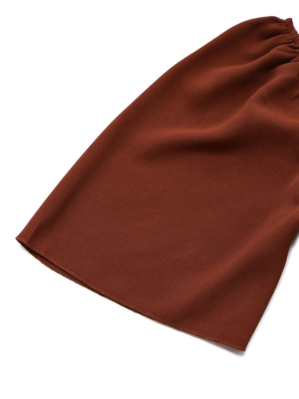 Brown 1950s Embroidered Floral Ruffled Ruched Dress sold by Retro Stage product image thumbnail 4