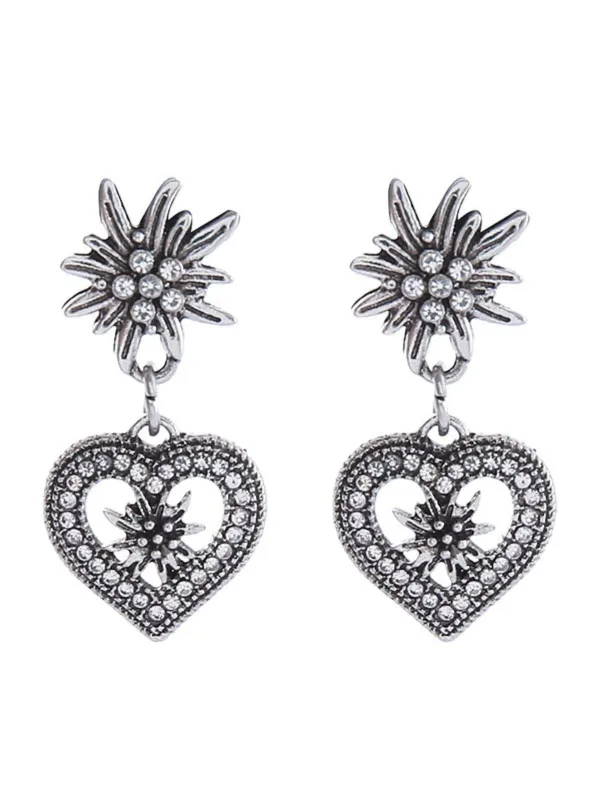 Vintage Heart Edelweiss Earrings sold by Retro Stage