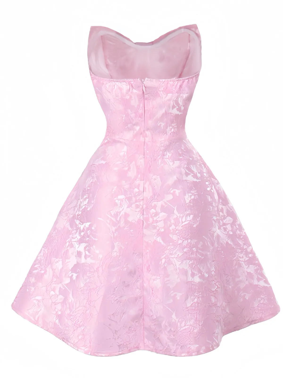 Pink 1950s Floral Lace Strapless Bow Dress sold by Retro Stage product image thumbnail 2
