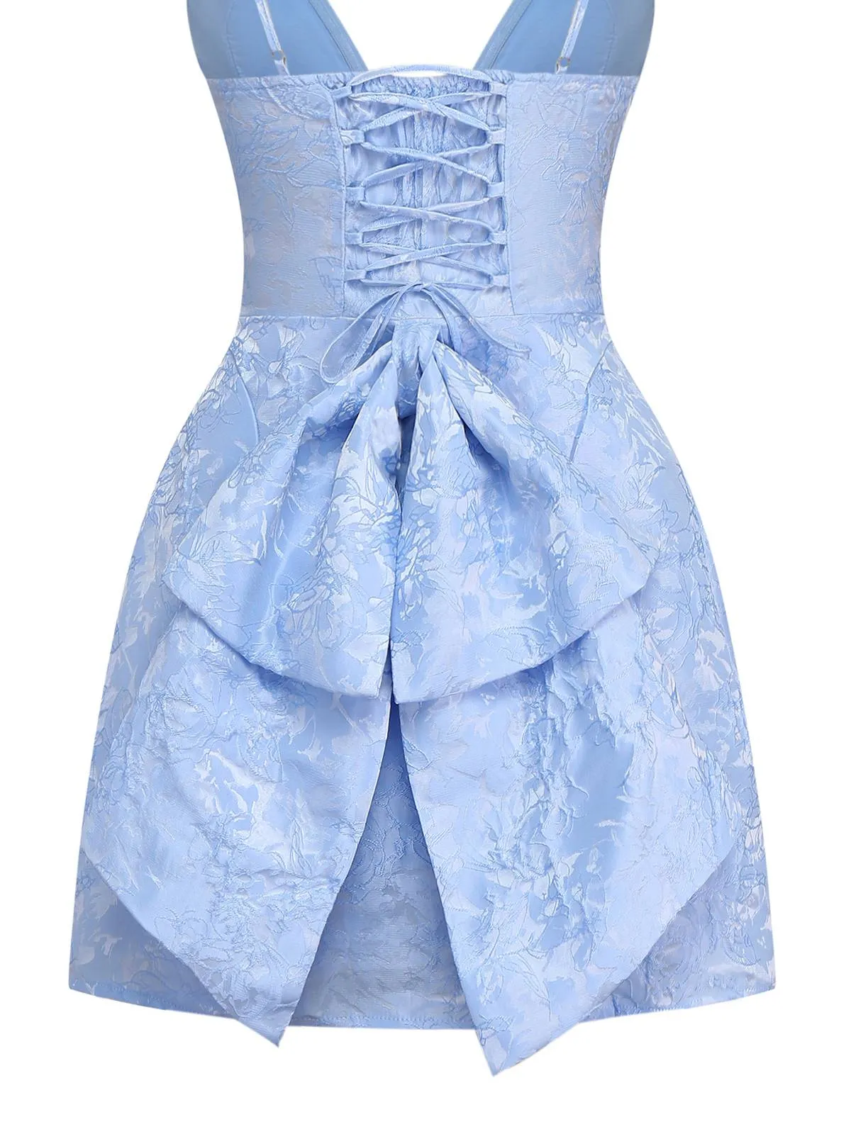 1960s Deep V Floral Lace Bow Strap Dress sold by Retro Stage product image thumbnail 3