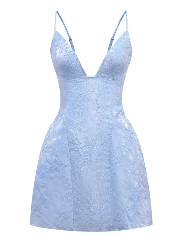 1960s Deep V Floral Lace Bow Strap Dress sold by Retro Stage