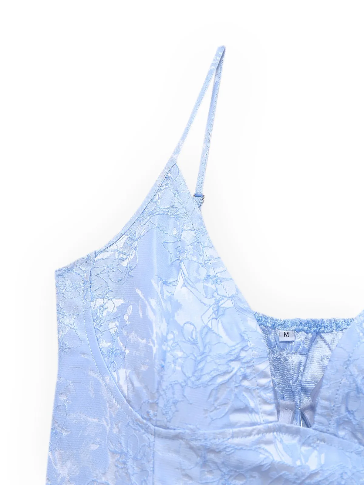 1960s Deep V Floral Lace Bow Strap Dress sold by Retro Stage product image thumbnail 5