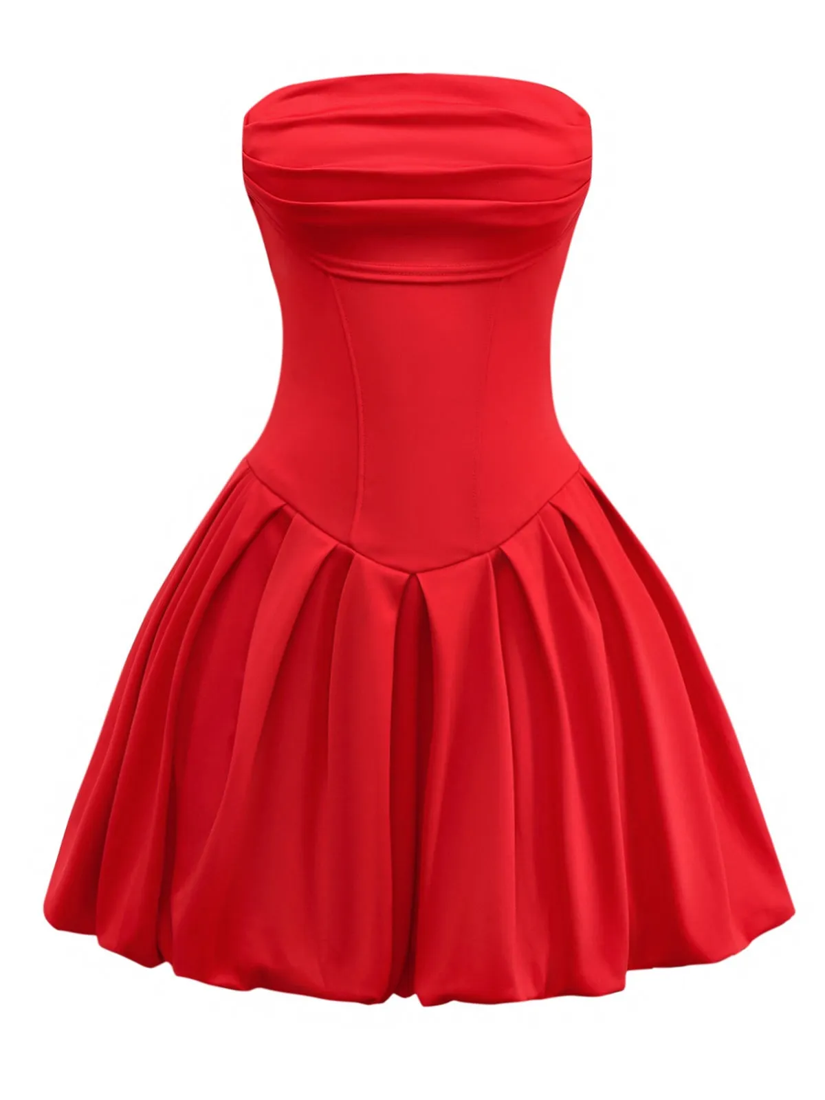 1950s Solid Basque Waist Strapless Bubble Dress sold by Retro Stage