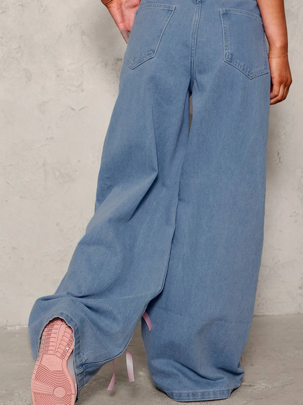 Light Blue 1950s Bow Wide Leg Jeans sold by Retro Stage product image thumbnail 3