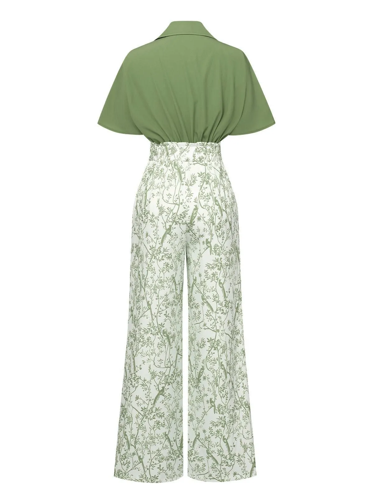 2PCS 1930s Dolman Sleeve Lapel Blouse & Floral Pants sold by Retro Stage product image thumbnail 2