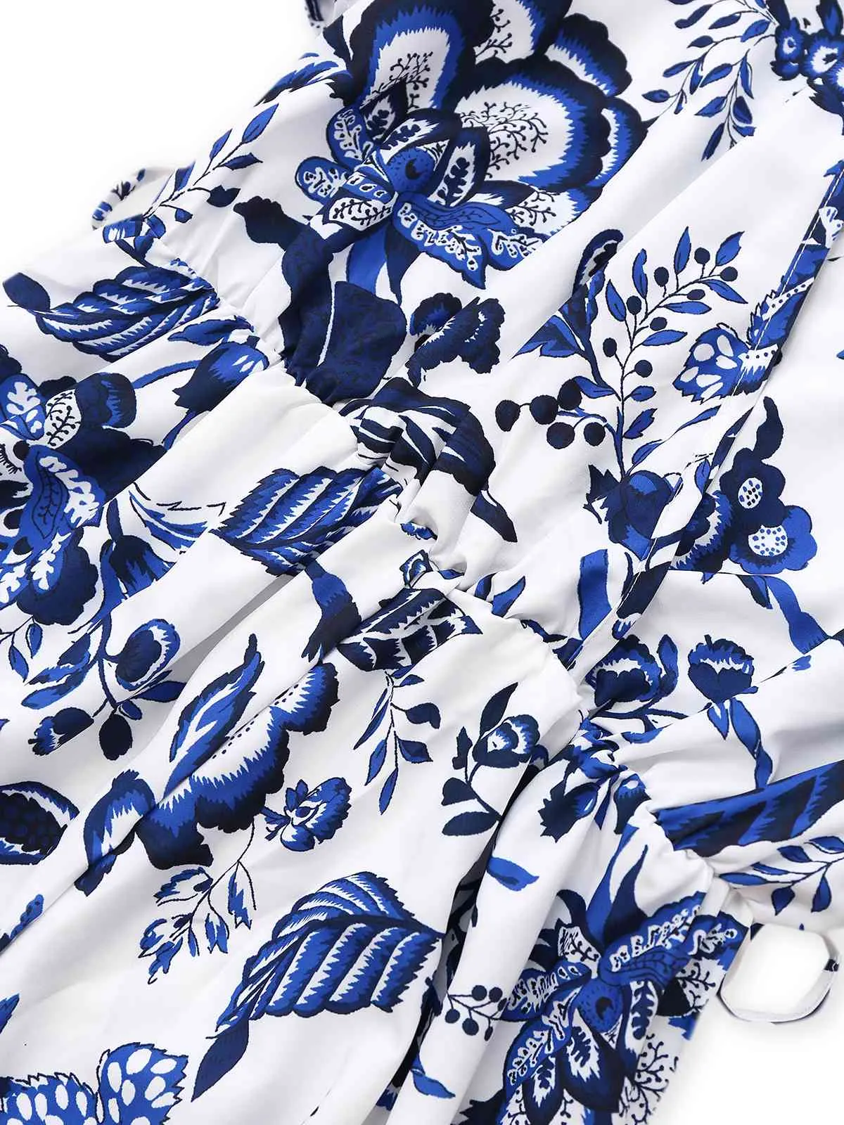 Blue 1950s Blue-White-Porcelain Floral Belted Romper sold by Retro Stage product image thumbnail 5