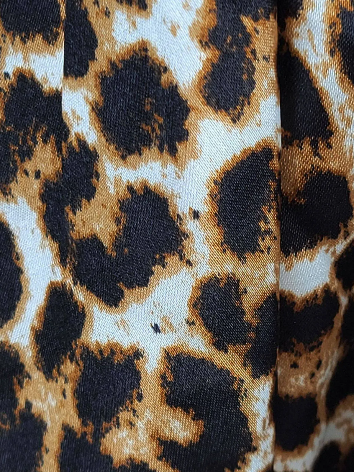 1940s Lace Trim Leopard Print Satin Deep V Nightgown sold by Retro Stage product image thumbnail 3